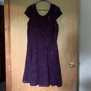 Deep purple cocktail dress with seen built in slip